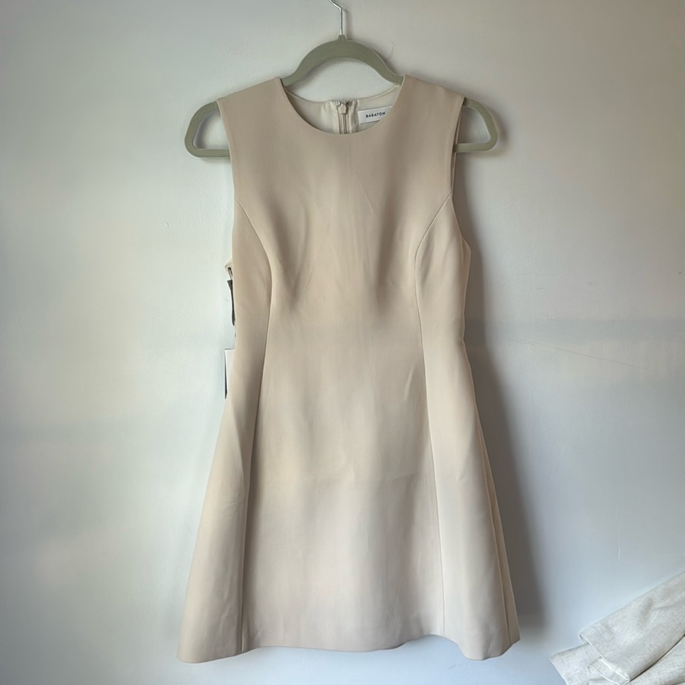 NWT Babaton shift mini dress in light beige